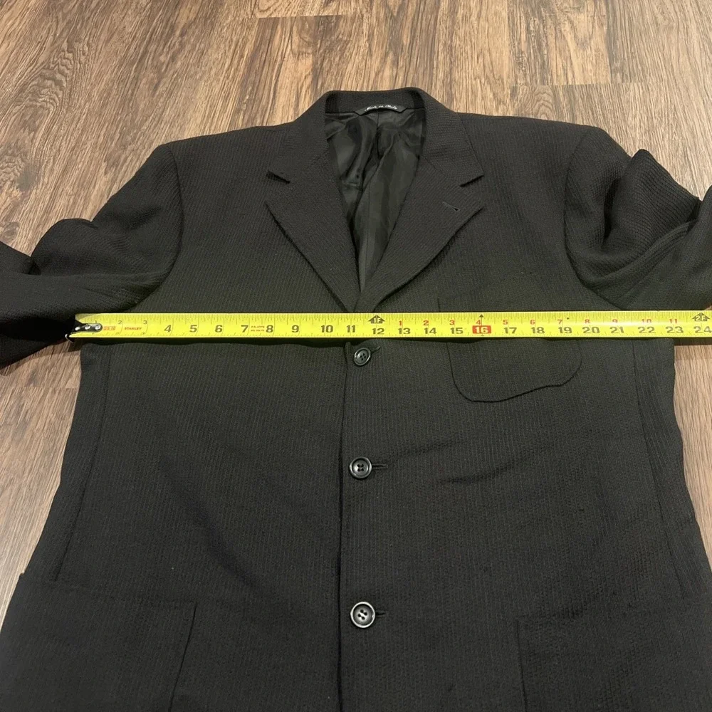 Canali Proposta Sport Coat Blazer Jacket 56L EU Waffle Knit Pure Wool In Black